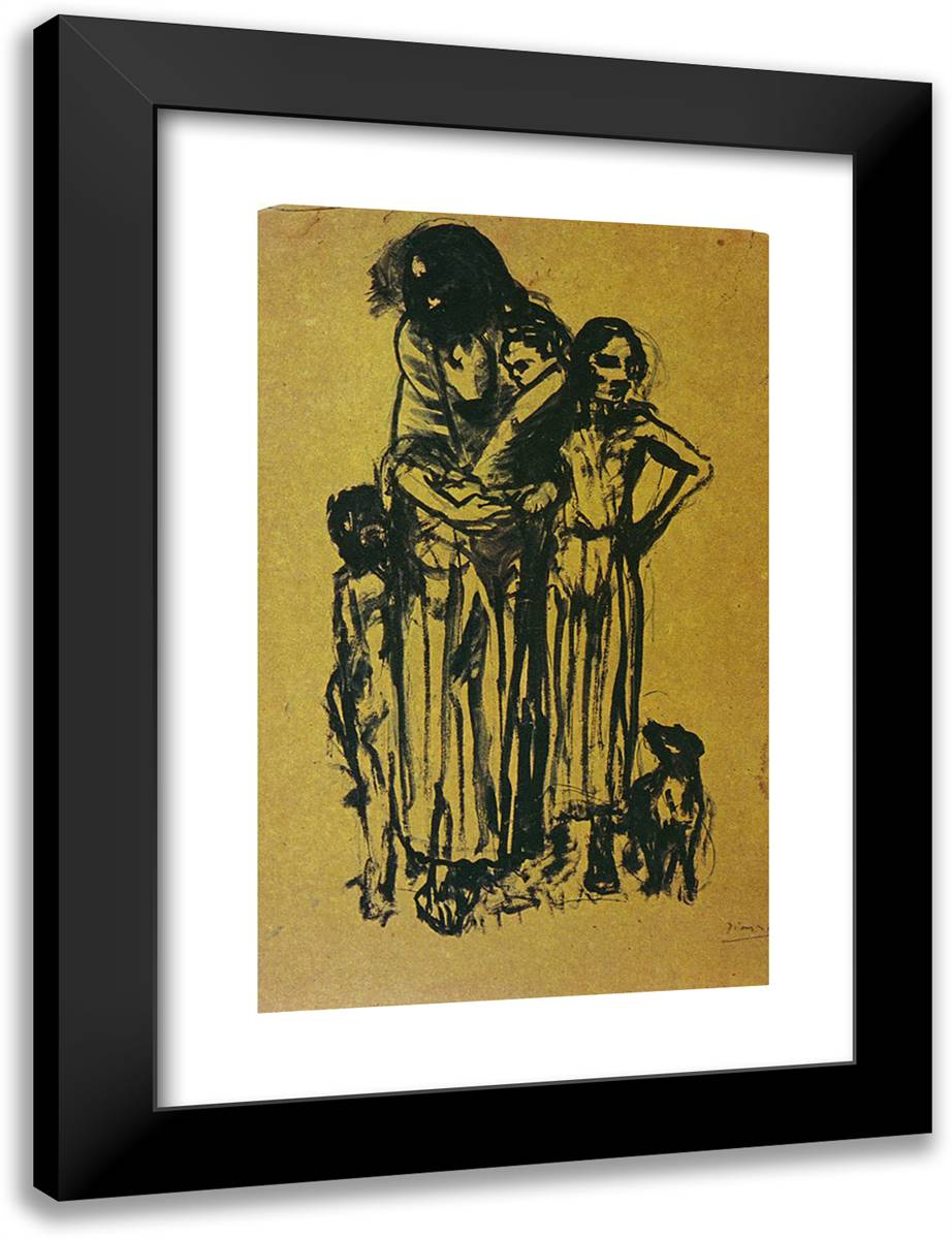 Group of Poor People 18x24 Black Modern Wood Framed Art Print Poster by Picasso, Pablo