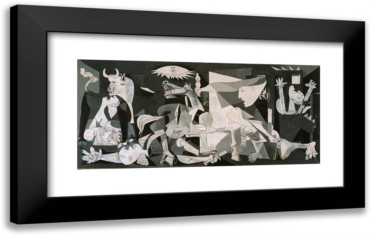 Guernica 24x15 Black Modern Wood Framed Art Print Poster by Picasso, Pablo