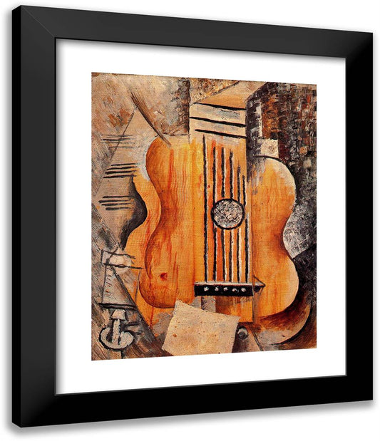 Guitar (I Love Eva) 20x24 Black Modern Wood Framed Art Print Poster by Picasso, Pablo