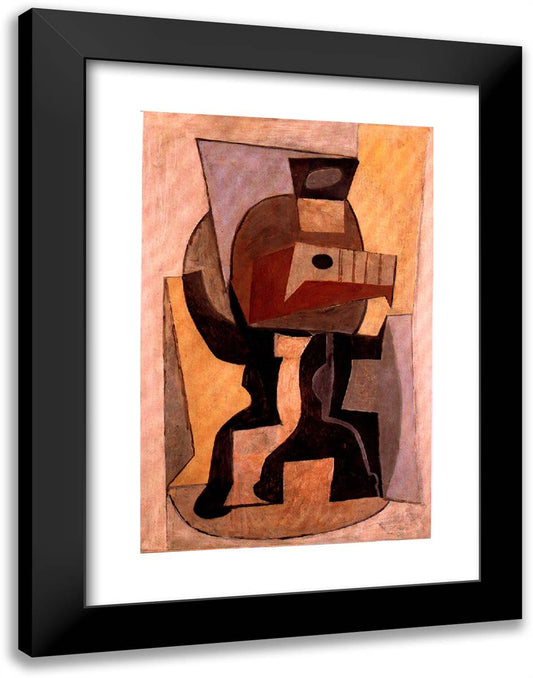 Guitar on Pedestal 18x24 Black Modern Wood Framed Art Print Poster by Picasso, Pablo