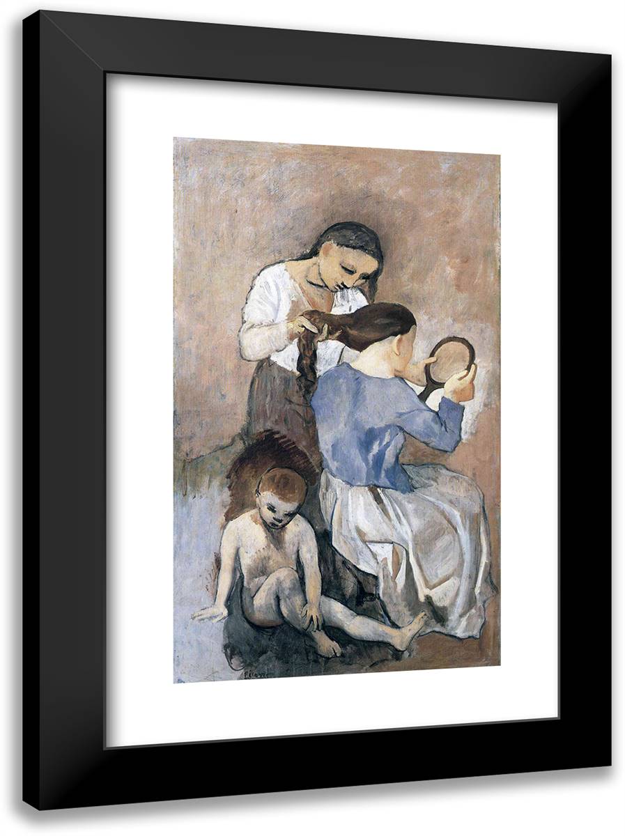 Hairdressing 17x24 Black Modern Wood Framed Art Print Poster by Picasso, Pablo