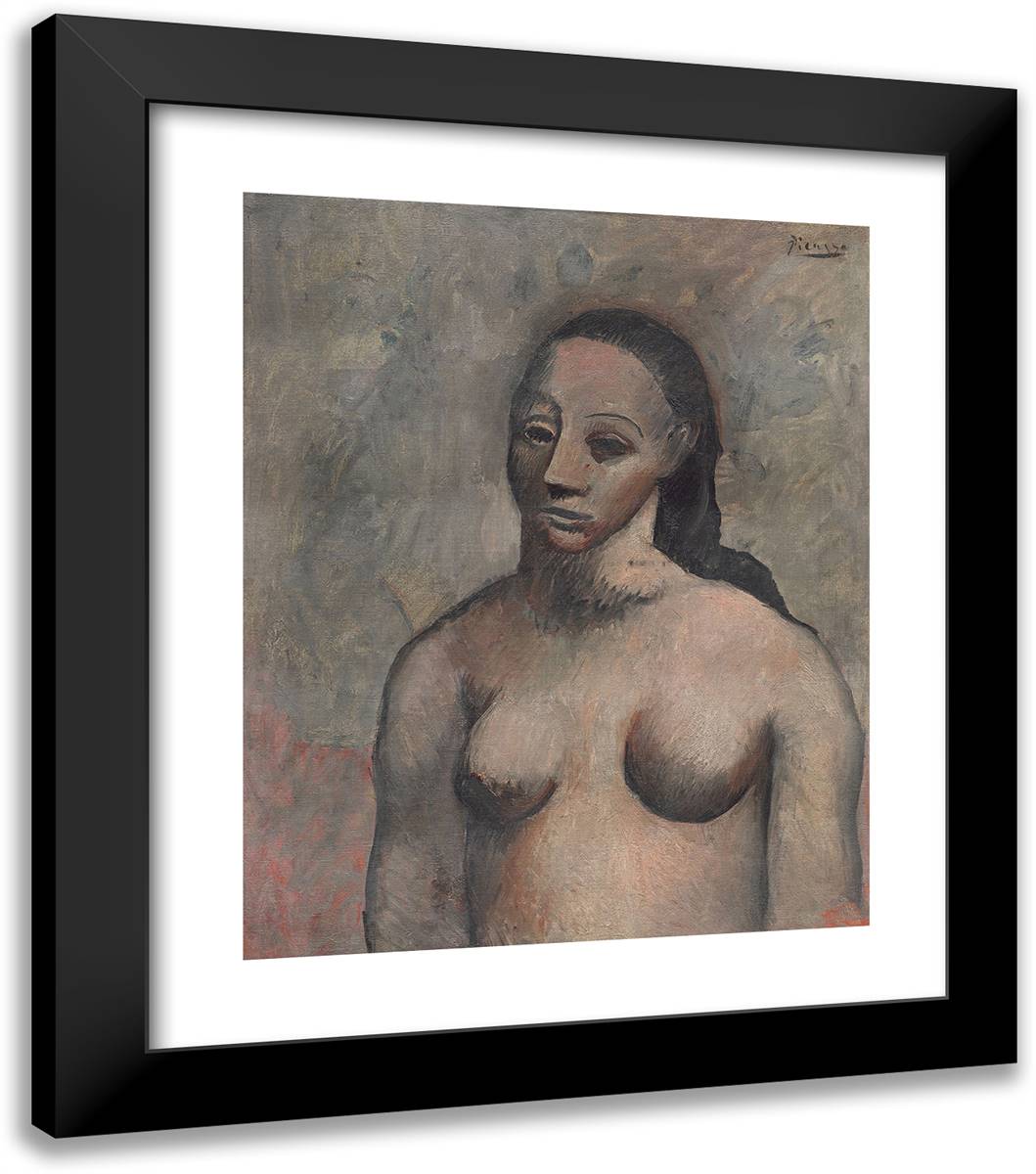 Half-Length Female Nude 20x23 Black Modern Wood Framed Art Print Poster by Picasso, Pablo