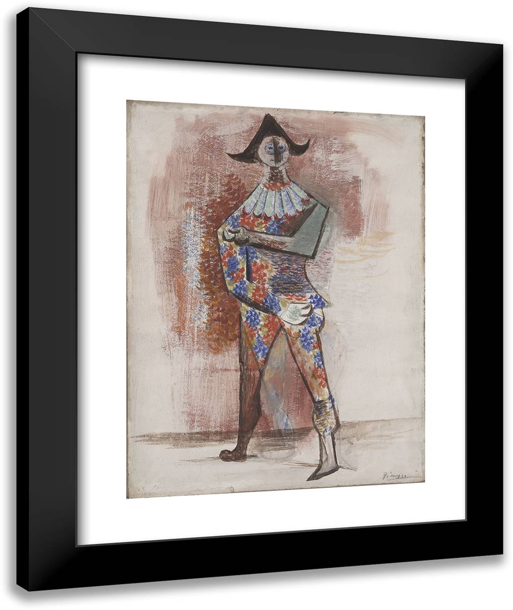 Harlequin 20x24 Black Modern Wood Framed Art Print Poster by Picasso, Pablo