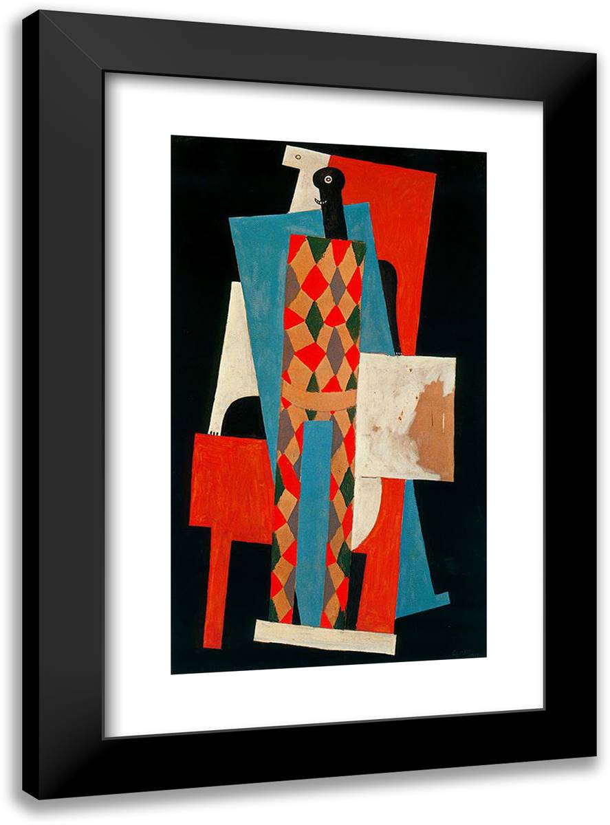 Harlequin II 17x24 Black Modern Wood Framed Art Print Poster by Picasso, Pablo