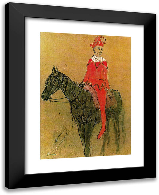 Harlequin on the Horseback 19x24 Black Modern Wood Framed Art Print Poster by Picasso, Pablo