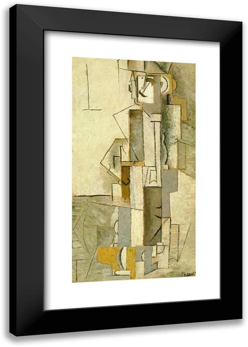 Harlequinesque Personage 16x24 Black Modern Wood Framed Art Print Poster by Picasso, Pablo