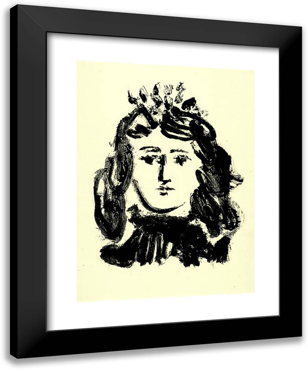 Head of a Girl 19x24 Black Modern Wood Framed Art Print Poster by Picasso, Pablo