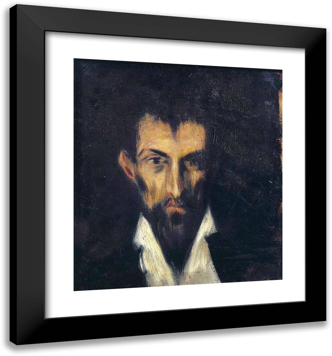 Head of a Man in El Greco Style 20x21 Black Modern Wood Framed Art Print Poster by Picasso, Pablo