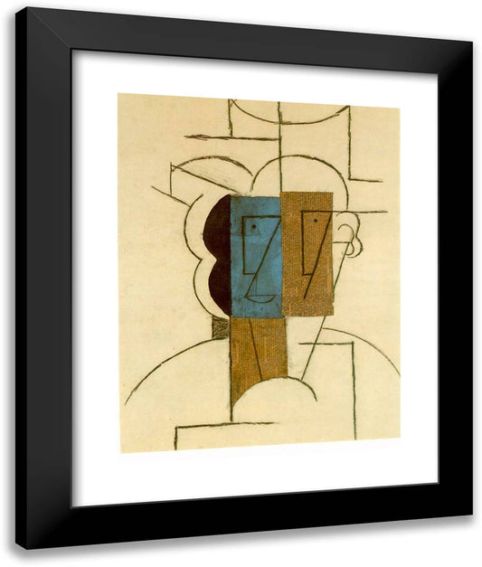 Head of a Man with Hat 20x24 Black Modern Wood Framed Art Print Poster by Picasso, Pablo