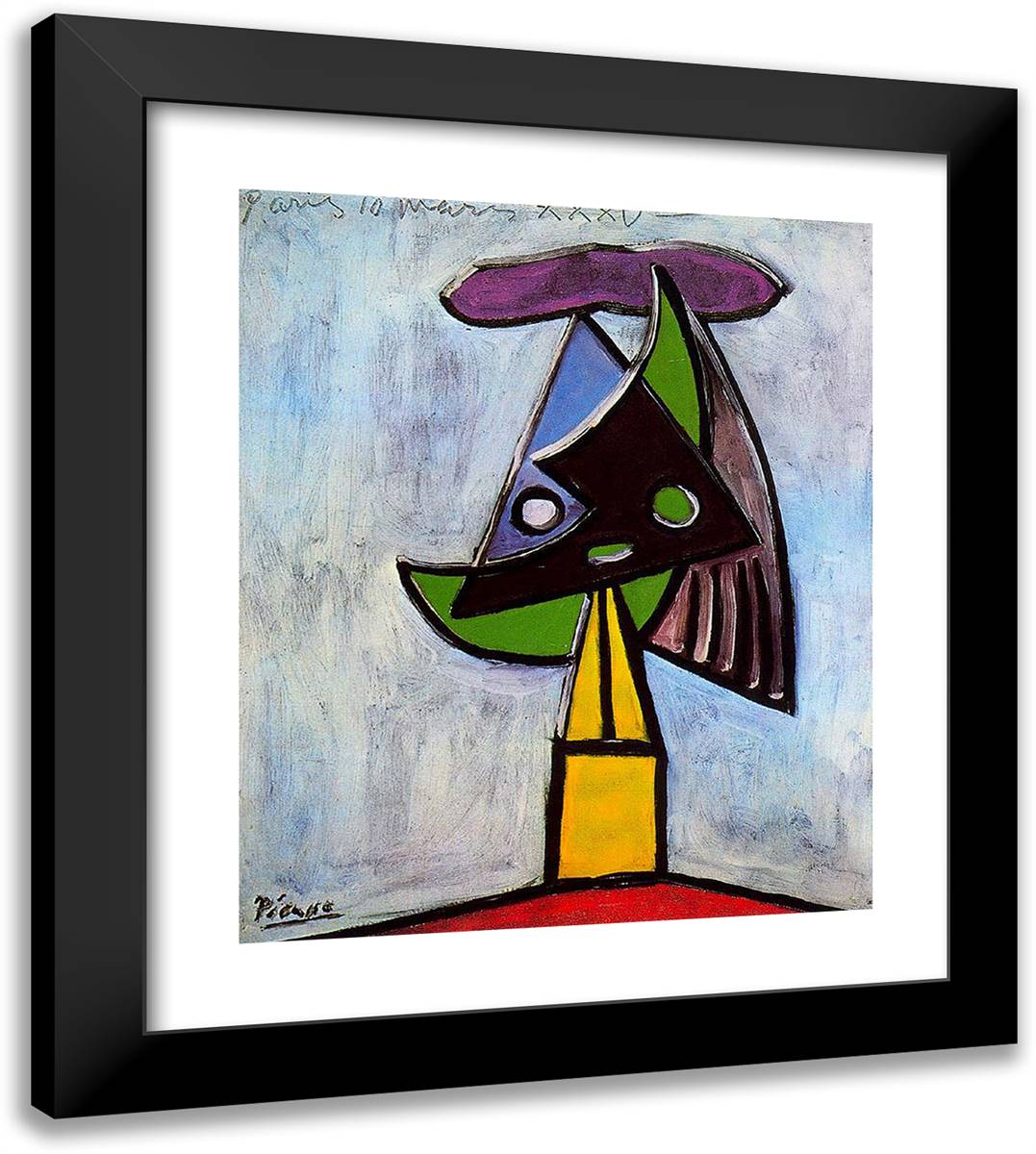 Head of a Woman (Olga Picasso) 20x23 Black Modern Wood Framed Art Print Poster by Picasso, Pablo