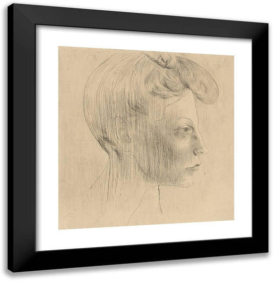 Head of a Woman in Profile, from the Saltimbanques 20x21 Black Modern Wood Framed Art Print Poster by Picasso, Pablo