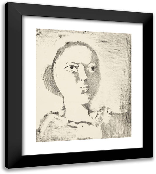 Head of a Woman, Three-Quarter-Face 20x23 Black Modern Wood Framed Art Print Poster by Picasso, Pablo