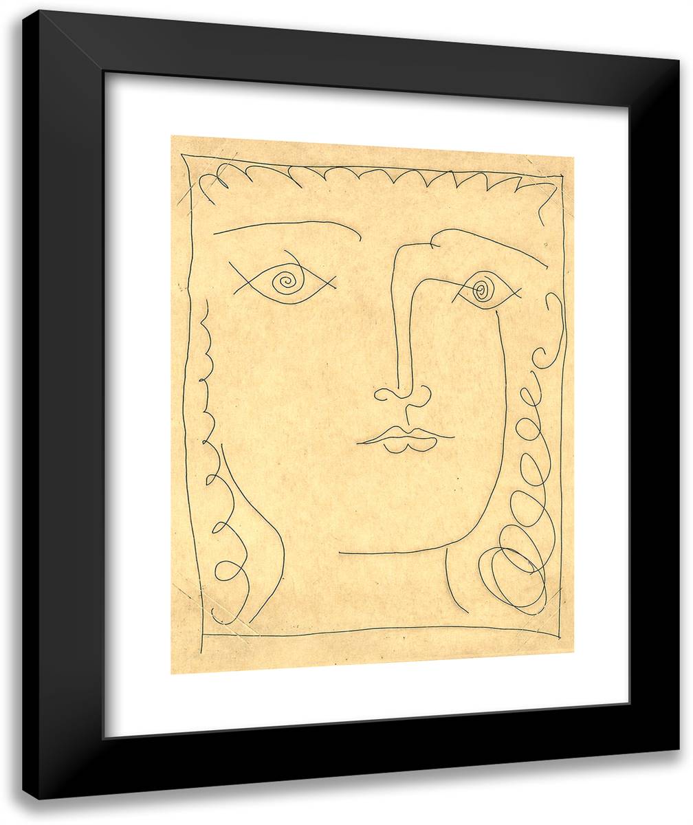 Head of a Woman_1 20x24 Black Modern Wood Framed Art Print Poster by Picasso, Pablo