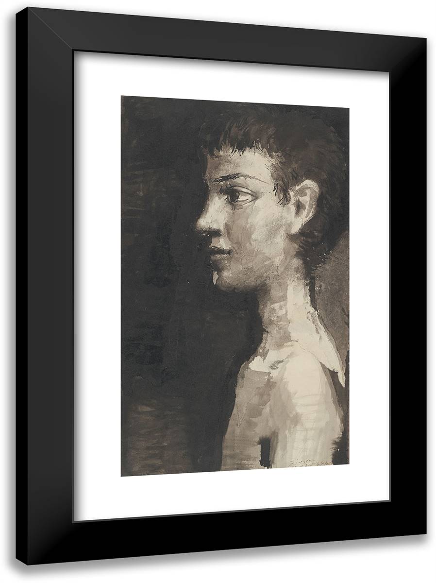 Head of Young Boy 17x24 Black Modern Wood Framed Art Print Poster by Picasso, Pablo