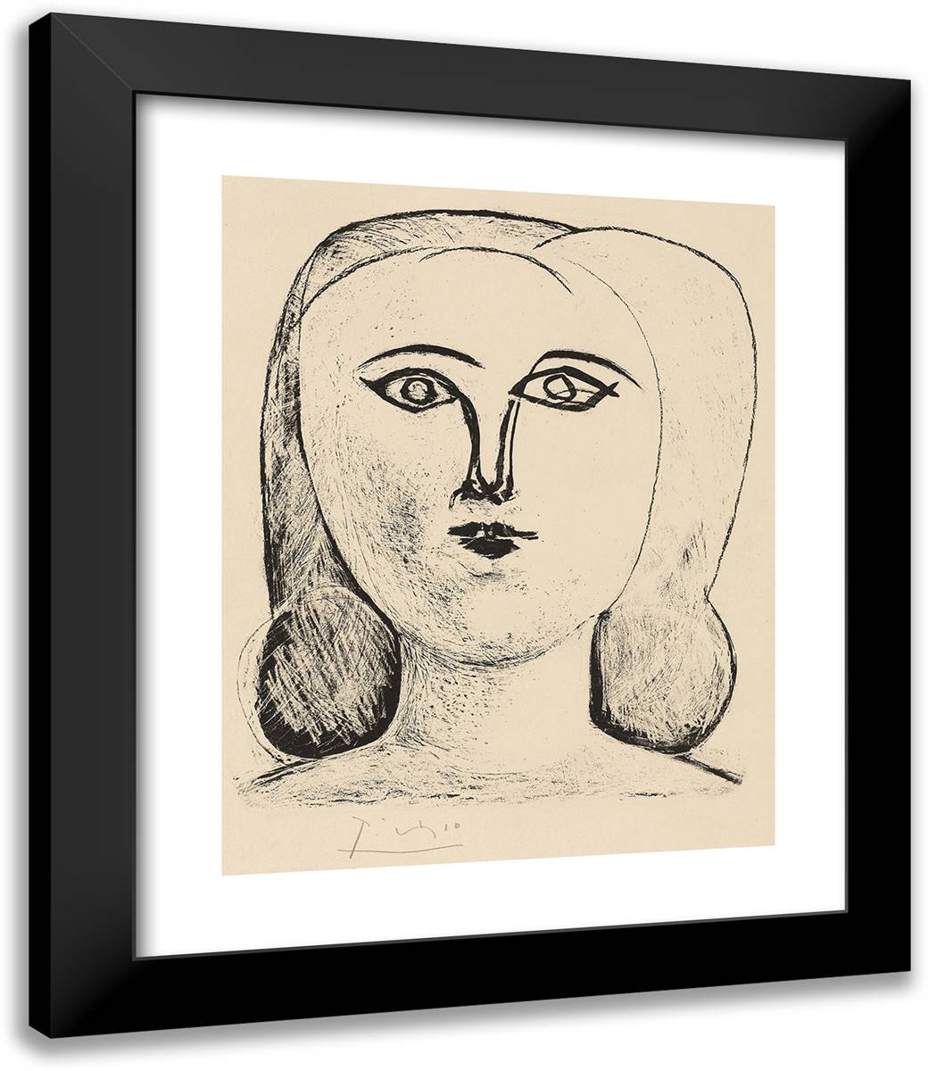 Head of Young Girl 20x24 Black Modern Wood Framed Art Print Poster by Picasso, Pablo