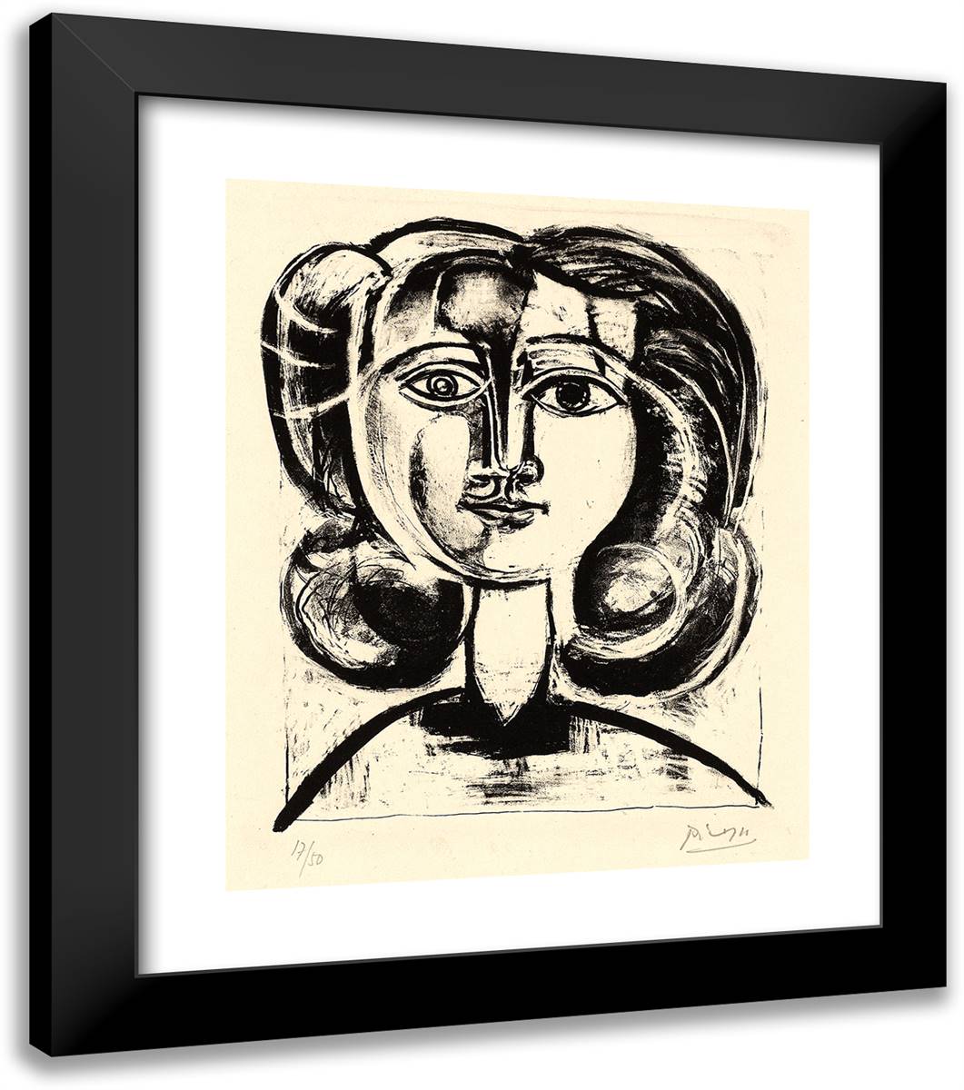 Head of Young Girl_1 20x23 Black Modern Wood Framed Art Print Poster by Picasso, Pablo