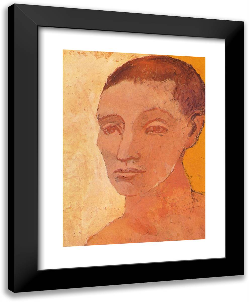 Head of Young Man 19x24 Black Modern Wood Framed Art Print Poster by Picasso, Pablo