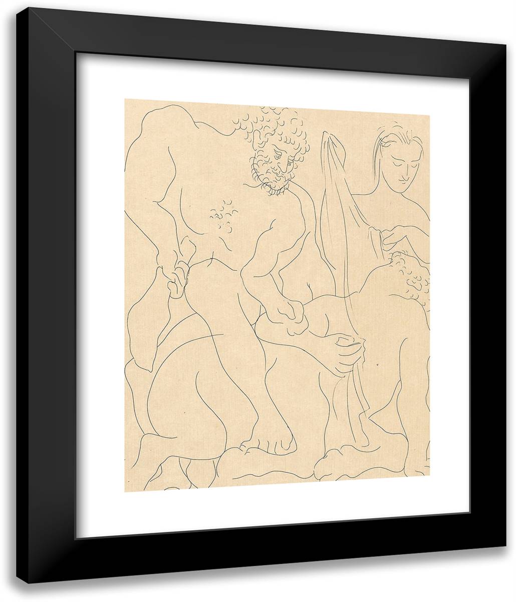 Hercules Kills the Centaur Nessus, from Les Matamorphoses 20x24 Black Modern Wood Framed Art Print Poster by Picasso, Pablo