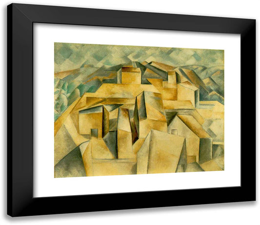 Houses on the Hill 23x20 Black Modern Wood Framed Art Print Poster by Picasso, Pablo