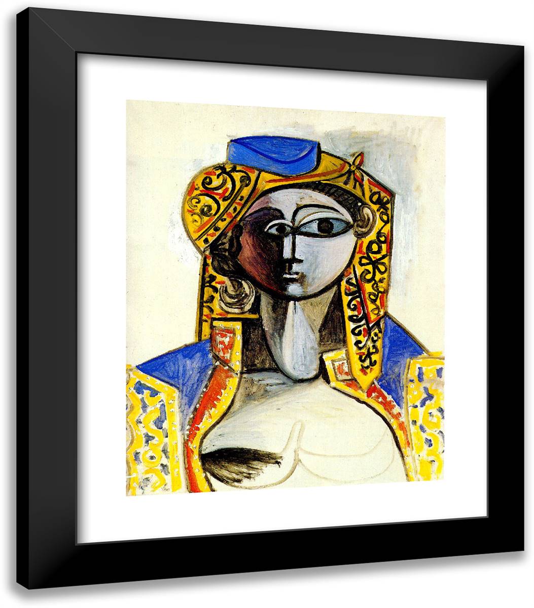 Jacqueline in Turkish Costume 20x23 Black Modern Wood Framed Art Print Poster by Picasso, Pablo