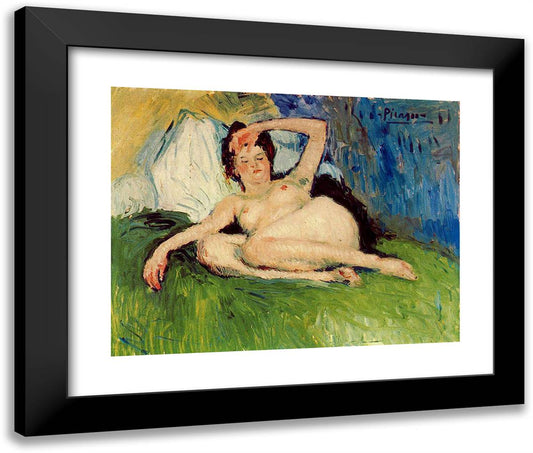 Jeanne (Reclining Nude) 24x20 Black Modern Wood Framed Art Print Poster by Picasso, Pablo