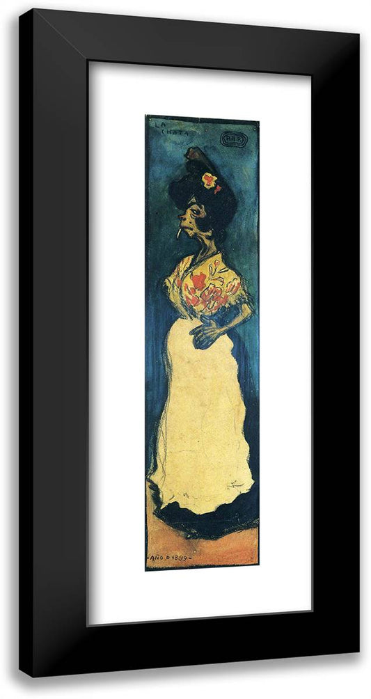 La Chata 12x24 Black Modern Wood Framed Art Print Poster by Picasso, Pablo