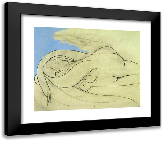 Lying Female Nude 23x20 Black Modern Wood Framed Art Print Poster by Picasso, Pablo