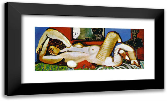 Lying Naked Woman (The Voyeurs) 24x15 Black Modern Wood Framed Art Print Poster by Picasso, Pablo