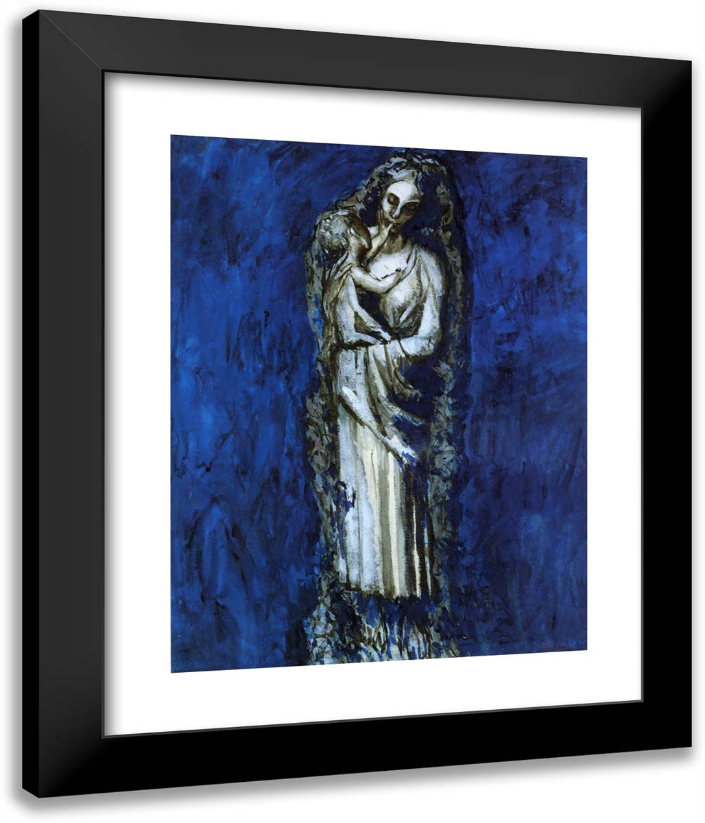 Madonna with Garland 20x24 Black Modern Wood Framed Art Print Poster by Picasso, Pablo