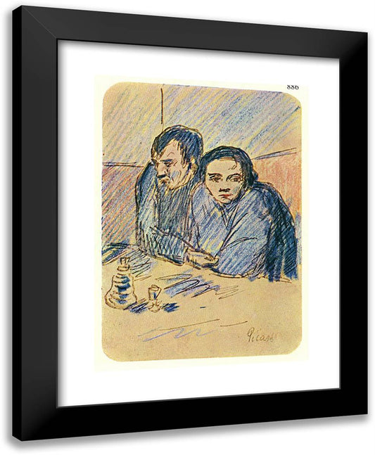 Man and Woman in Cafe (Study) 19x24 Black Modern Wood Framed Art Print Poster by Picasso, Pablo