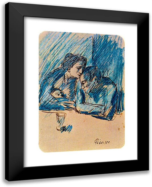 Man and Woman with Child in Cafe 19x24 Black Modern Wood Framed Art Print Poster by Picasso, Pablo