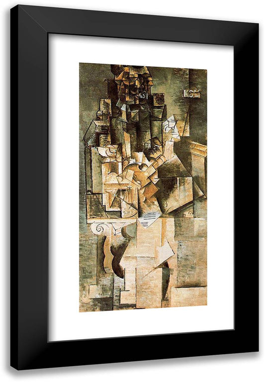 Man with a Guitar 16x24 Black Modern Wood Framed Art Print Poster by Picasso, Pablo