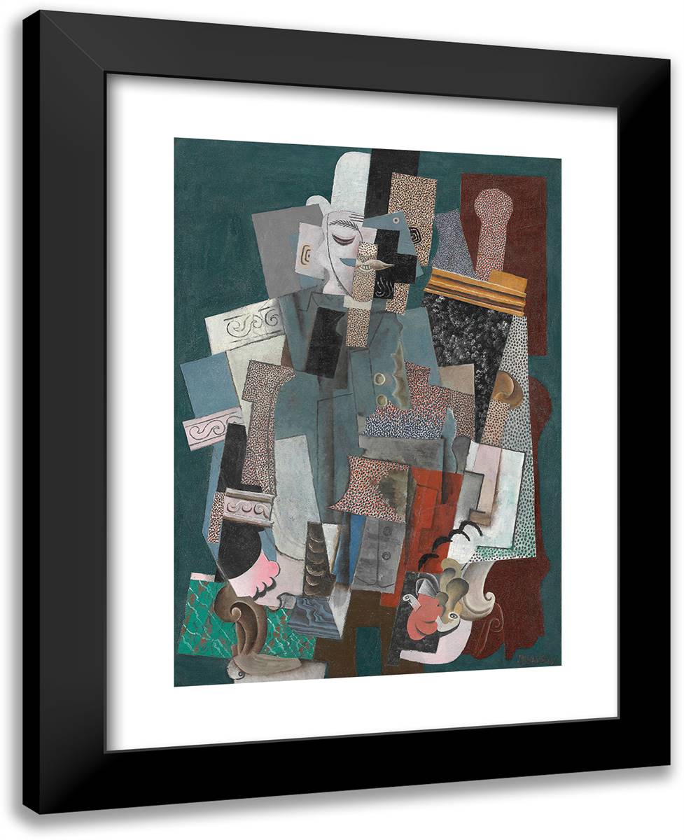 Man with a Pipe 19x24 Black Modern Wood Framed Art Print Poster by Picasso, Pablo