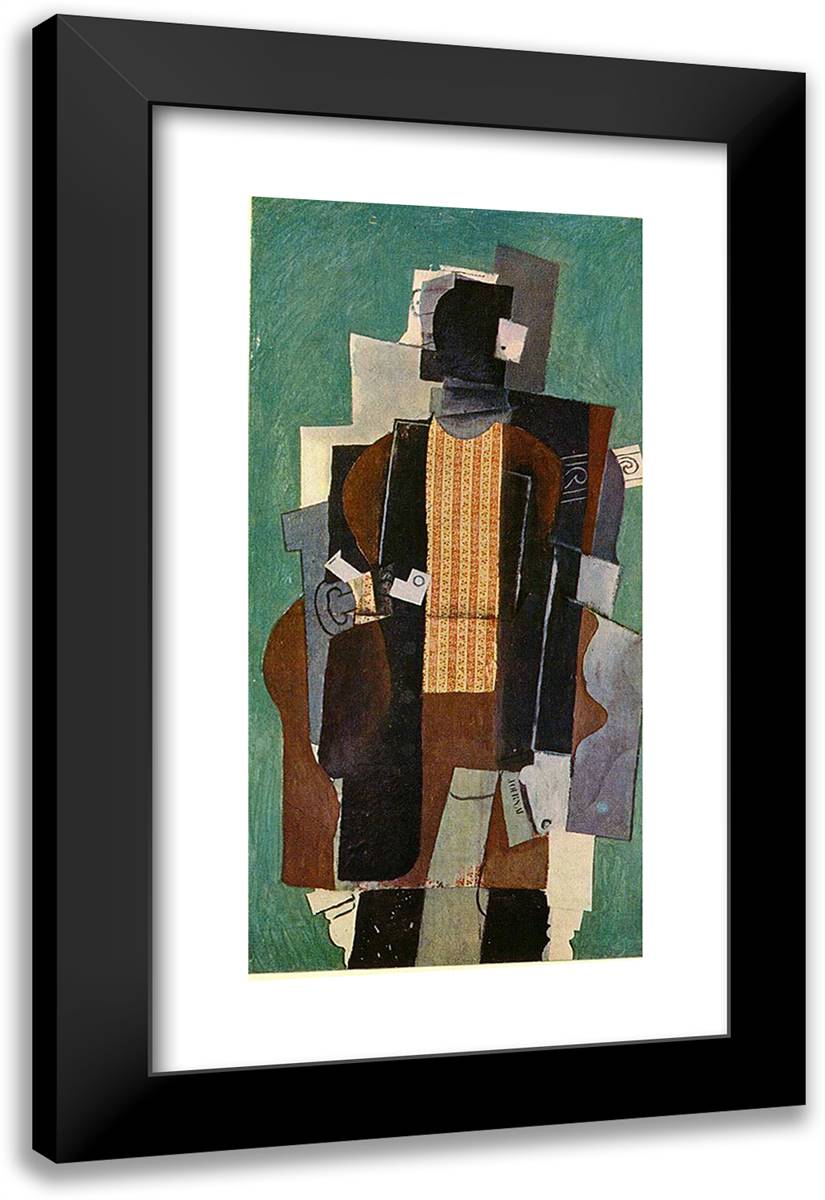 Man with Pipe 16x24 Black Modern Wood Framed Art Print Poster by Picasso, Pablo