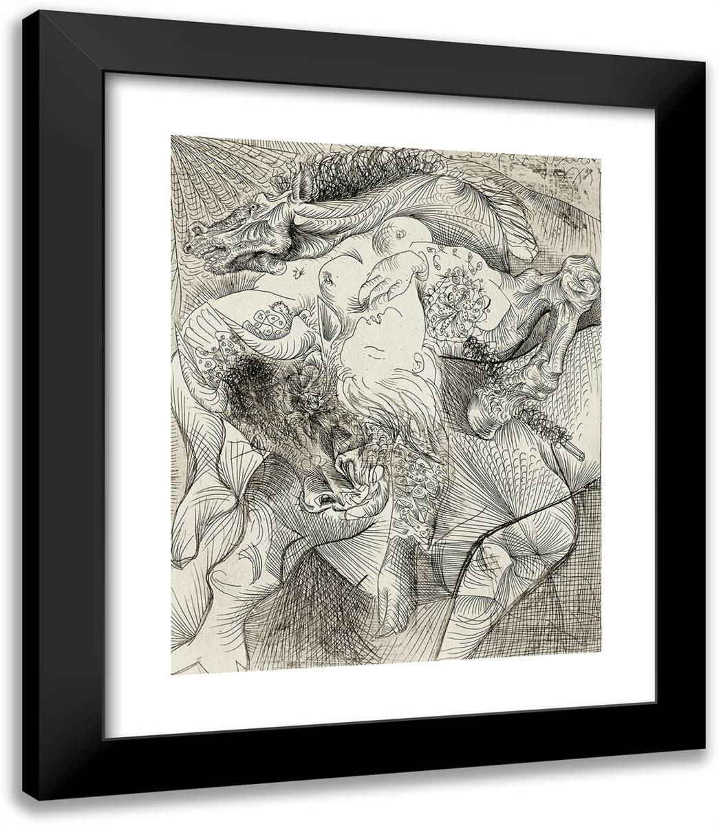 Marie-Tharese as Female Bullfighter, from the Suite Vollard 20x23 Black Modern Wood Framed Art Print Poster by Picasso, Pablo