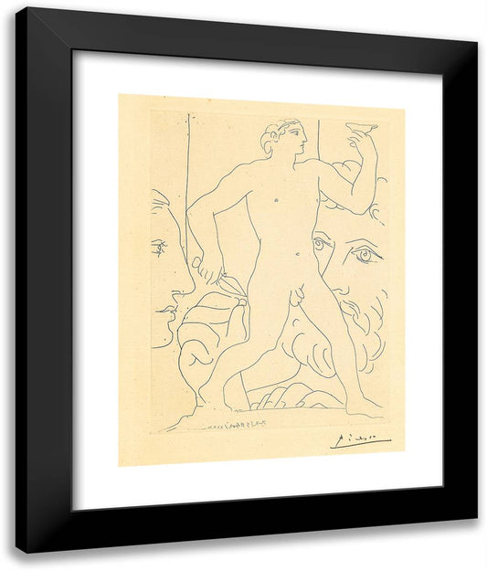 Marie-Tharese, Sculptor, and Sculpture Representing a Greek Athlete, from the Suite Vollard 20x24 Black Modern Wood Framed Art Print Poster by Picasso, Pablo