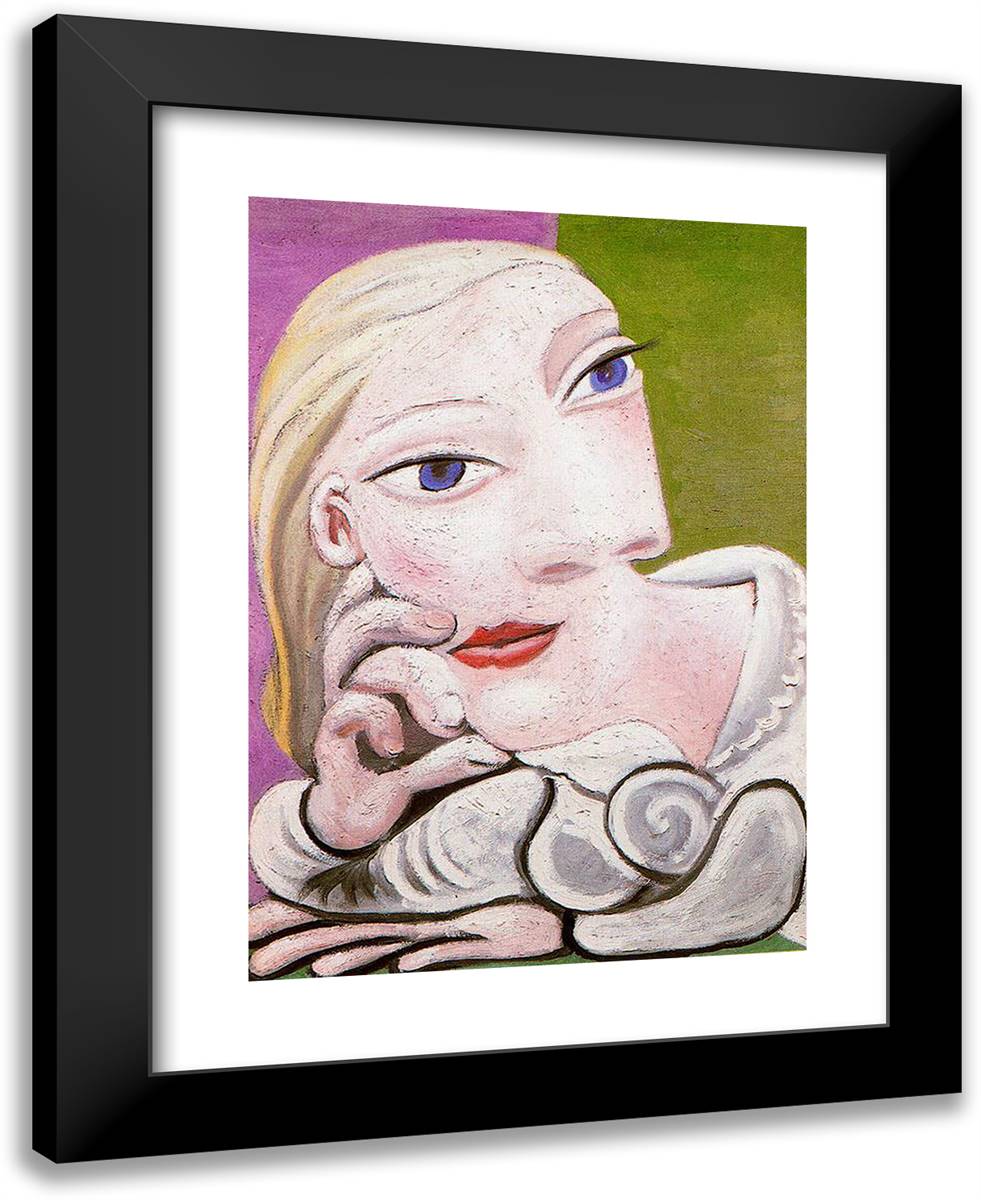 Marie-Therese Leaning 19x24 Black Modern Wood Framed Art Print Poster by Picasso, Pablo