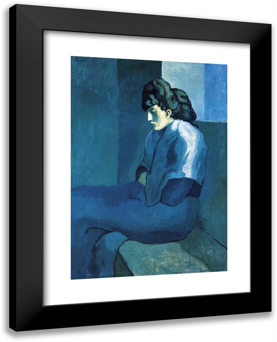 Melancholy Woman 19x24 Black Modern Wood Framed Art Print Poster by Picasso, Pablo