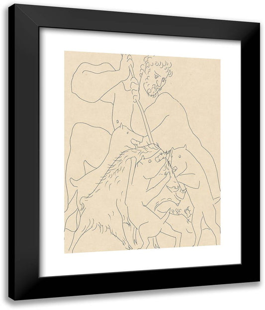 Meleager Kills the Calydonian Boar, from Les Matamorphoses 20x24 Black Modern Wood Framed Art Print Poster by Picasso, Pablo