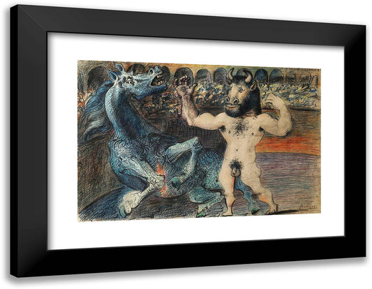 Minotaur and Wounded Horse 24x19 Black Modern Wood Framed Art Print Poster by Picasso, Pablo