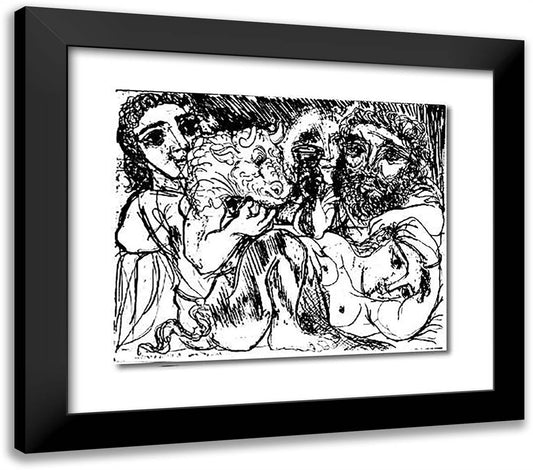 Minotaur,Drinker and Women 23x20 Black Modern Wood Framed Art Print Poster by Picasso, Pablo