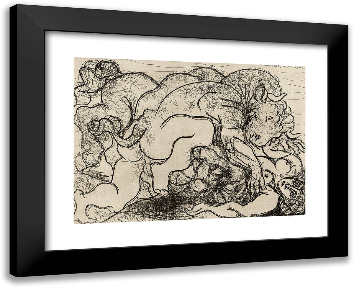 Minotaure in Love with a Woman Centaur, from the Suite Vollard 24x19 Black Modern Wood Framed Art Print Poster by Picasso, Pablo