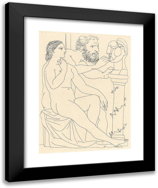 Model and Sculptor with His Sculpture, from Suite Vollard 20x24 Black Modern Wood Framed Art Print Poster by Picasso, Pablo