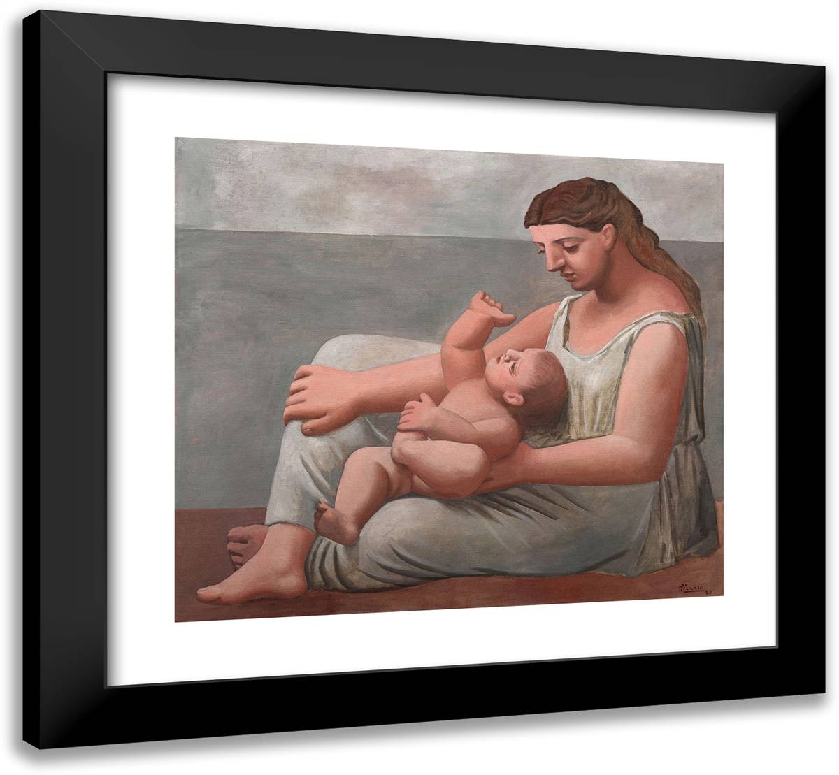 Mother and Child 22x20 Black Modern Wood Framed Art Print Poster by Picasso, Pablo