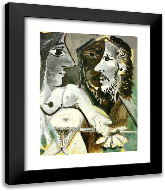 Naked Woman and Musketeer 20x24 Black Modern Wood Framed Art Print Poster by Picasso, Pablo