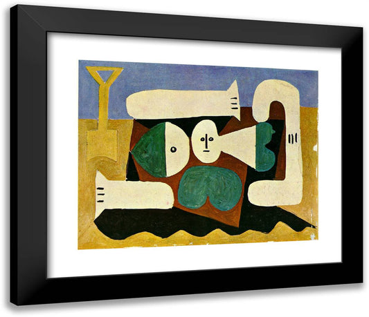 Naked Woman on the Beach and Shovel 23x20 Black Modern Wood Framed Art Print Poster by Picasso, Pablo