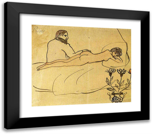 Nude with Picasso by Her Feet 23x20 Black Modern Wood Framed Art Print Poster by Picasso, Pablo