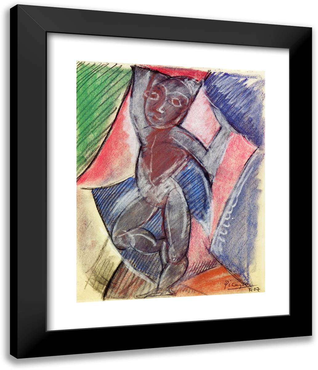 Nude with Raised Arms 20x24 Black Modern Wood Framed Art Print Poster by Picasso, Pablo