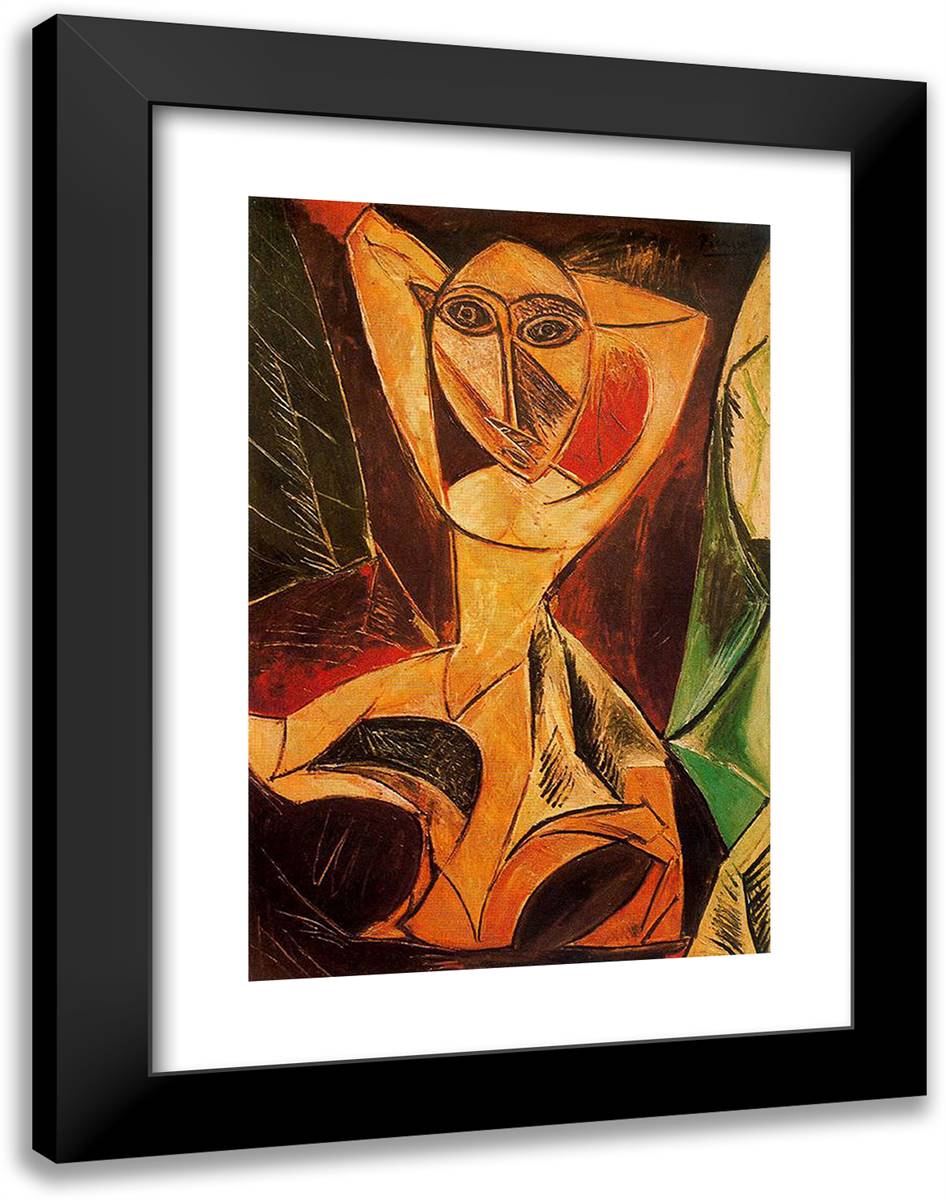 Nude with Raised Arms (The Avignon Dancer) 18x24 Black Modern Wood Framed Art Print Poster by Picasso, Pablo