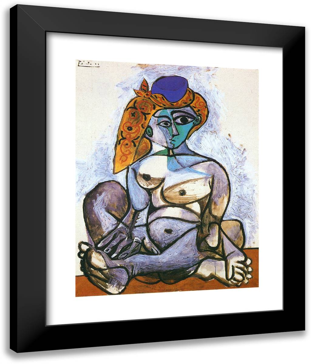 Nude Woman with Turkish Bonnet 20x24 Black Modern Wood Framed Art Print Poster by Picasso, Pablo